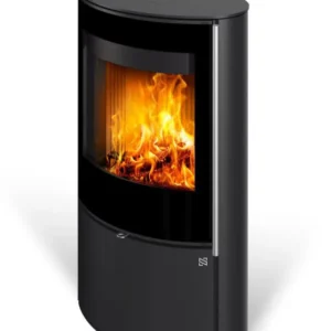 Kaminofen HEIDAL 30 | Außengehäuse aus Stahl | Holzkamin | kompaktes und elegantes Design | Edelstahlgriff | 6,3 kW | Glastür