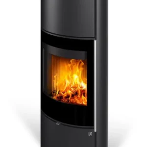Kaminofen HEIDAL H 30 | Außengehäuse aus Stahl | Holzkamin | kompaktes und elegantes Design | Edelstahlgriff | 6,3 kW | Glastür