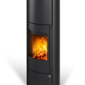Kaminofen VIDDAL H 30 | Außengehäuse aus Stahl | Holzkamin | kompaktes und elegantes Design | schwarzer Edelstahlgriff | 5,1 kW | Glastür